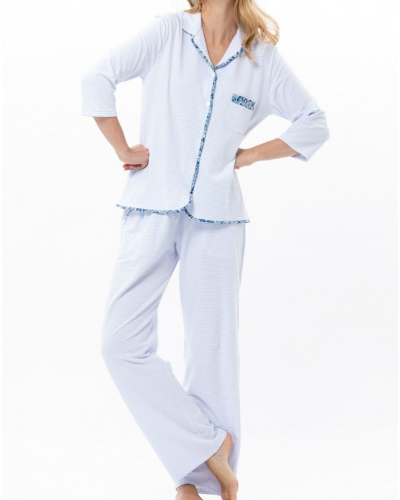 Cotton Jersey Pyjama Le Chat Garden (Ciel)