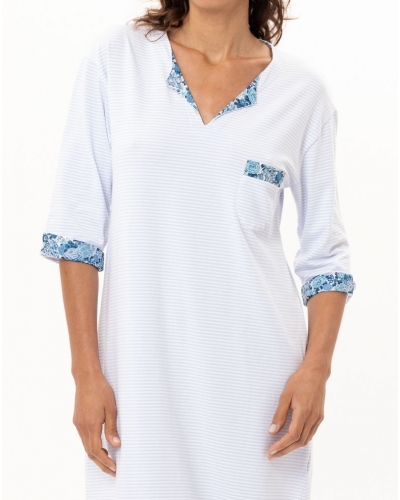 Chemise de nuit longue en Coton Jersey Le Chat Garden (Ciel)