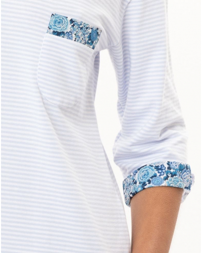 Long Cotton Jersey Nightdress Le Chat Garden (Ciel)