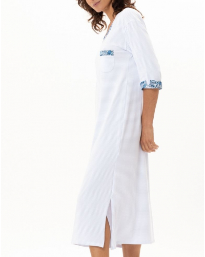 Chemise de nuit longue en Coton Jersey Le Chat Garden (Ciel)
