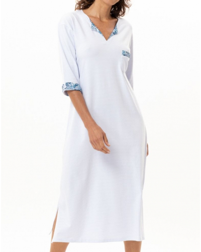 Chemise de nuit longue en Coton Jersey Le Chat Garden (Ciel)