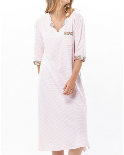 Long Cotton Jersey Nightdress Le Chat Garden (Rose)