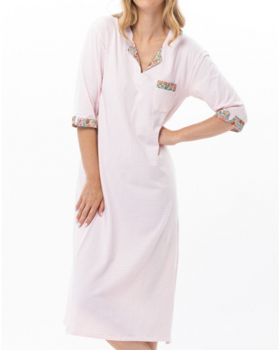 Long Cotton Jersey Nightdress Le Chat Garden (Rose)