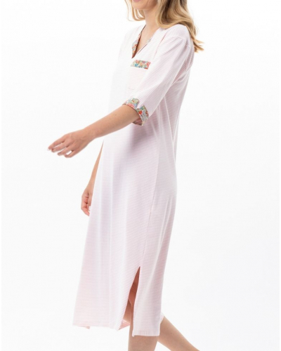 Chemise de nuit longue en Coton Jersey Le Chat Garden (Rose)