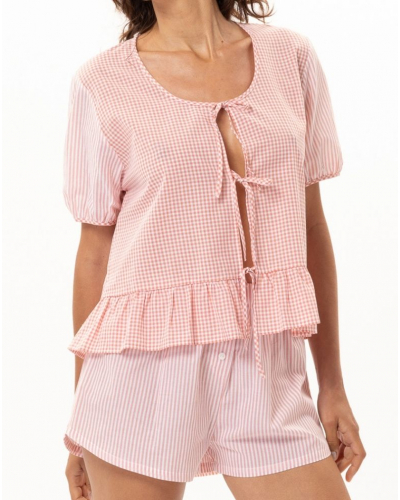 100% Cotton Short Pyjama Le Chat Patio (Corail/Blanc)