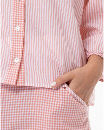 100% Cotton Pyjama Le Chat Patio (Corail/Blanc)