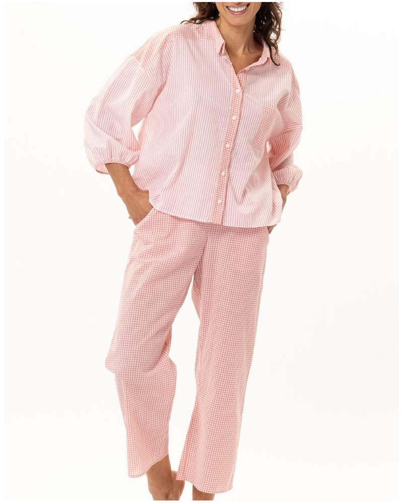 Pyjama 100% Coton Le Chat Patio (Corail/Blanc)