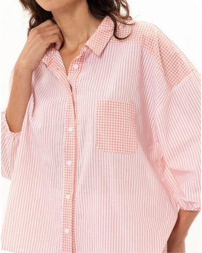 100% Cotton Pyjama Le Chat Patio (Corail/Blanc)