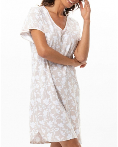 Cotton Jersey Nightdress Le Chat Siesta (Blanc/Beige)