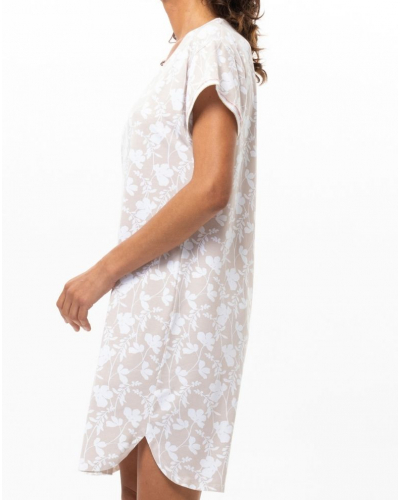 Cotton Jersey Nightdress Le Chat Siesta (Blanc/Beige)