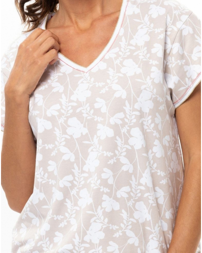 Pijama de algodón jersey Le Chat Siesta (Blanc/Beige)