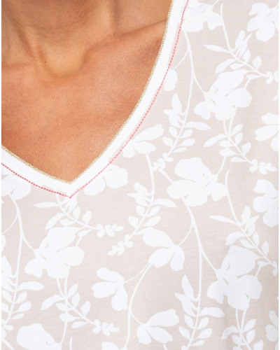 Pyjama en Coton Jersey Le Chat Siesta (Blanc/Beige)