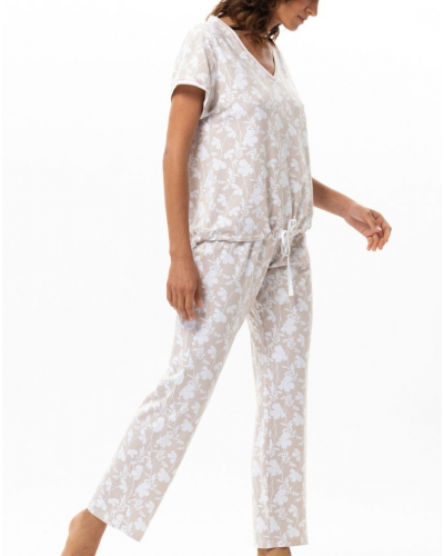 Pijama de algodón jersey Le Chat Siesta (Blanc/Beige)