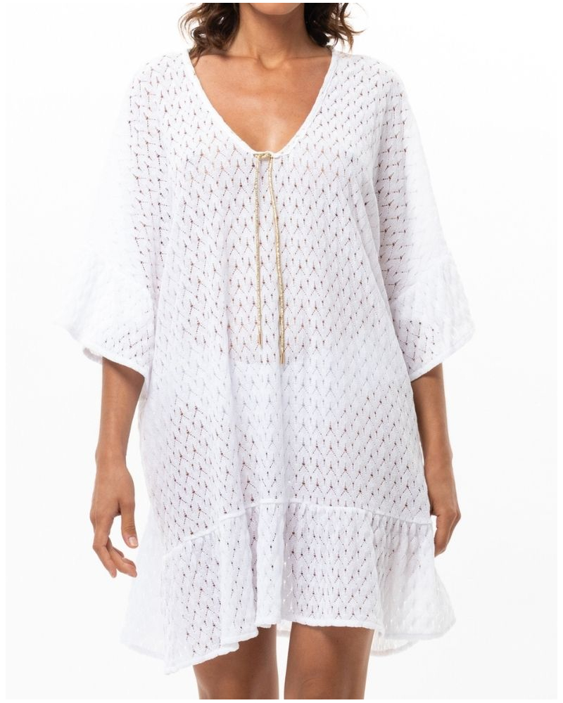 Kaftan en Coton Le Chat Paillette (Blanc)