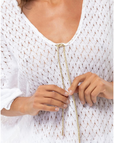 Cotton Kaftan Le Chat Paillette (White)