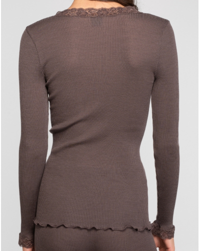 Top manches longues laine et soie Leavers Oscalito 3404 (Taupe)