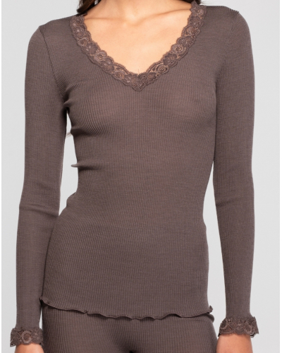 Top manches longues laine et soie Leavers Oscalito 3404 (Taupe)