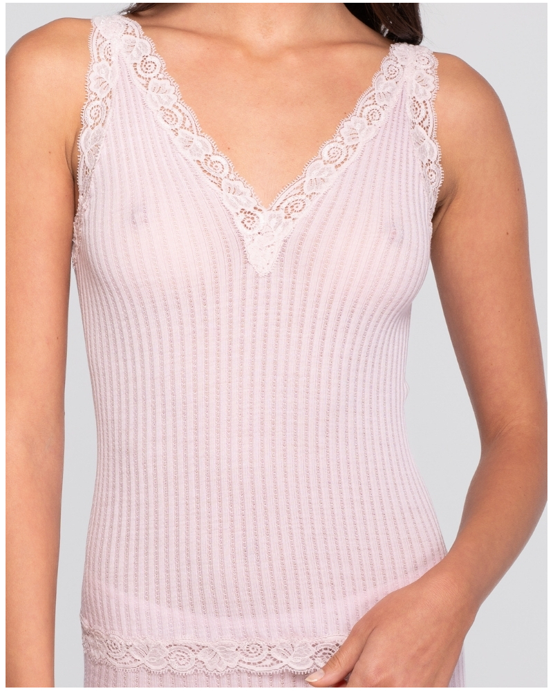 Top cuello pico lana y seda Leavers Oscalito 7647 (Rosewood)