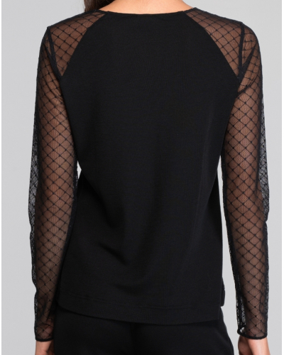 Long-sleeved topwool and silk Jacquard Oscalito 7621 (Black)