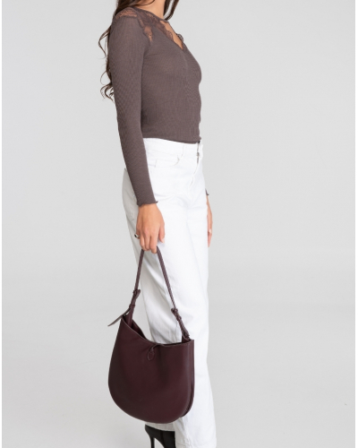 Chemise côtelée laine et soie Dentelle Leavers Oscalito 7612 (Taupe)