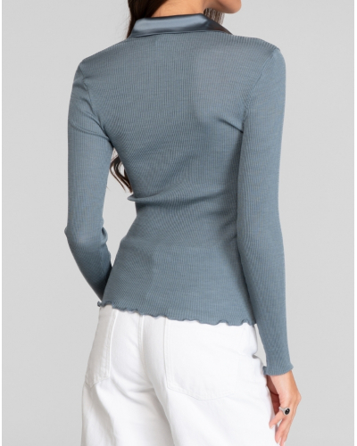 Ribbed shirt wool and silk satin border Oscalito 6350 (Zucchero)