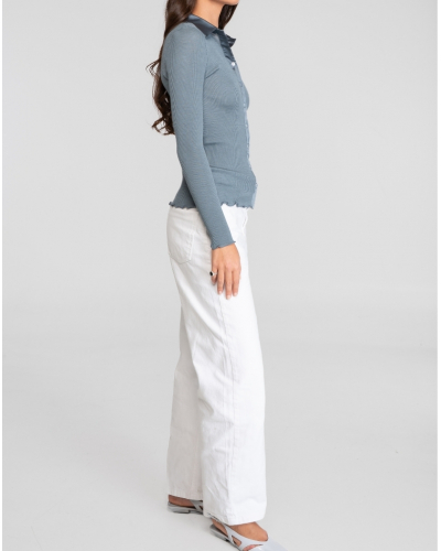 Ribbed shirt wool and silk satin border Oscalito 6350 (Zucchero)