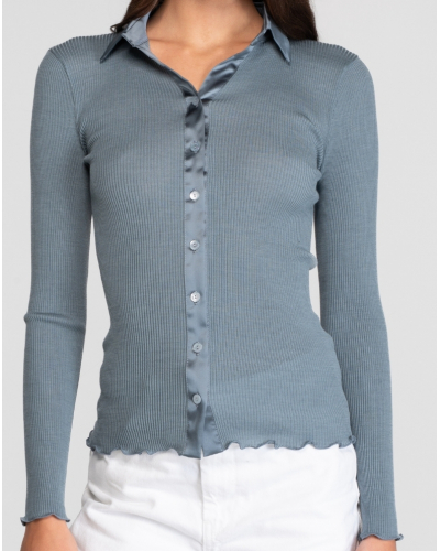 Blusa de canaléborde de satén de lana y seda Oscalito 6350 (Zucchero)