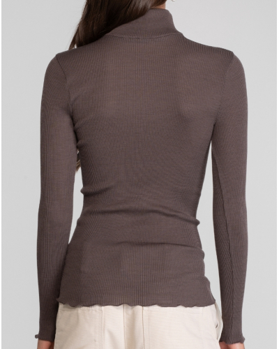 Blusa cuello alto lana y seda Oscalito 3438 (Taupe)
