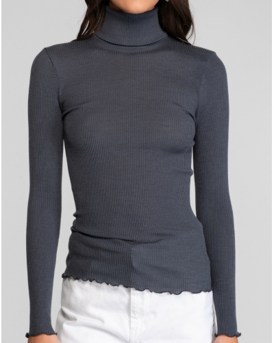 Pull col roulé laine et soie Oscalito 3438 (Tempesta)