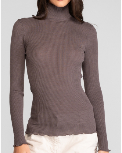 Funnel Collar Sweater wool and silk Oscalito 3429 (Taupe)