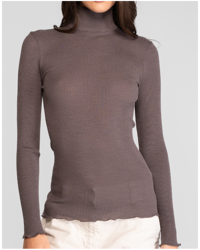 Funnel Collar Sweater wool and silk Oscalito 3429 (Taupe)