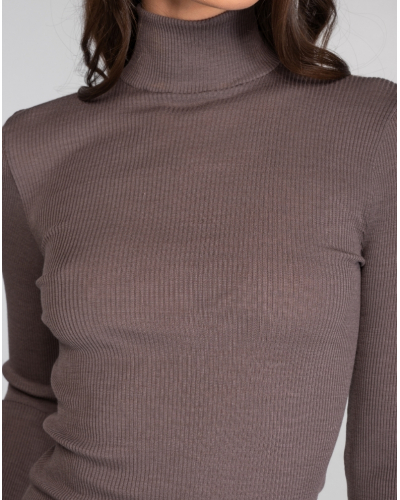 Funnel Collar Sweater wool and silk Oscalito 3429 (Taupe)