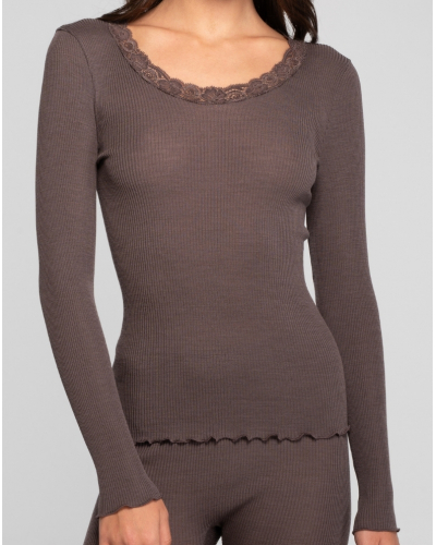 Long sleeve Undershirt wool and silk Leavers Oscalito 3416 (Taupe)