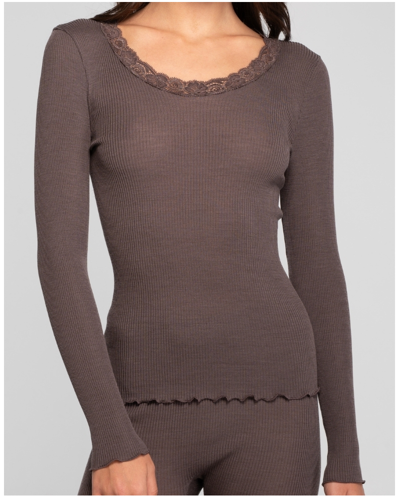 Long sleeve Undershirt wool and silk Leavers Oscalito 3416 (Taupe)