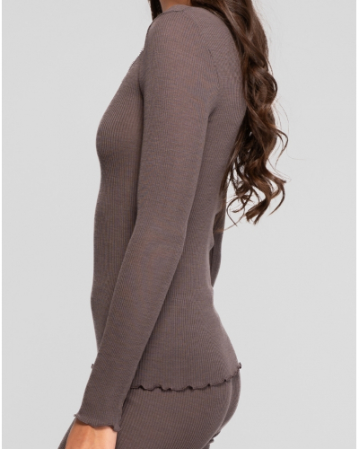 Long sleeve Undershirt wool and silk Leavers Oscalito 3416 (Taupe)