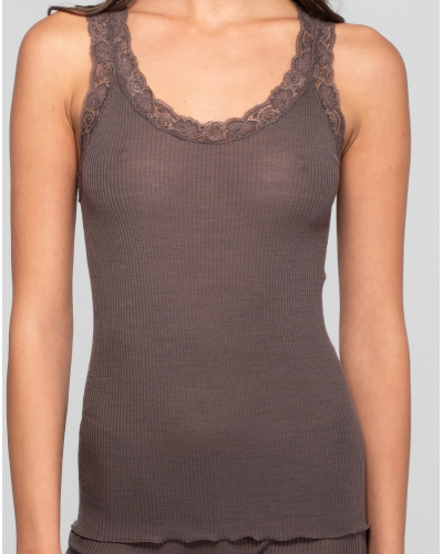 Camiseta de tirantesEncaje de lana y seda Oscalito 3410 (Taupe)