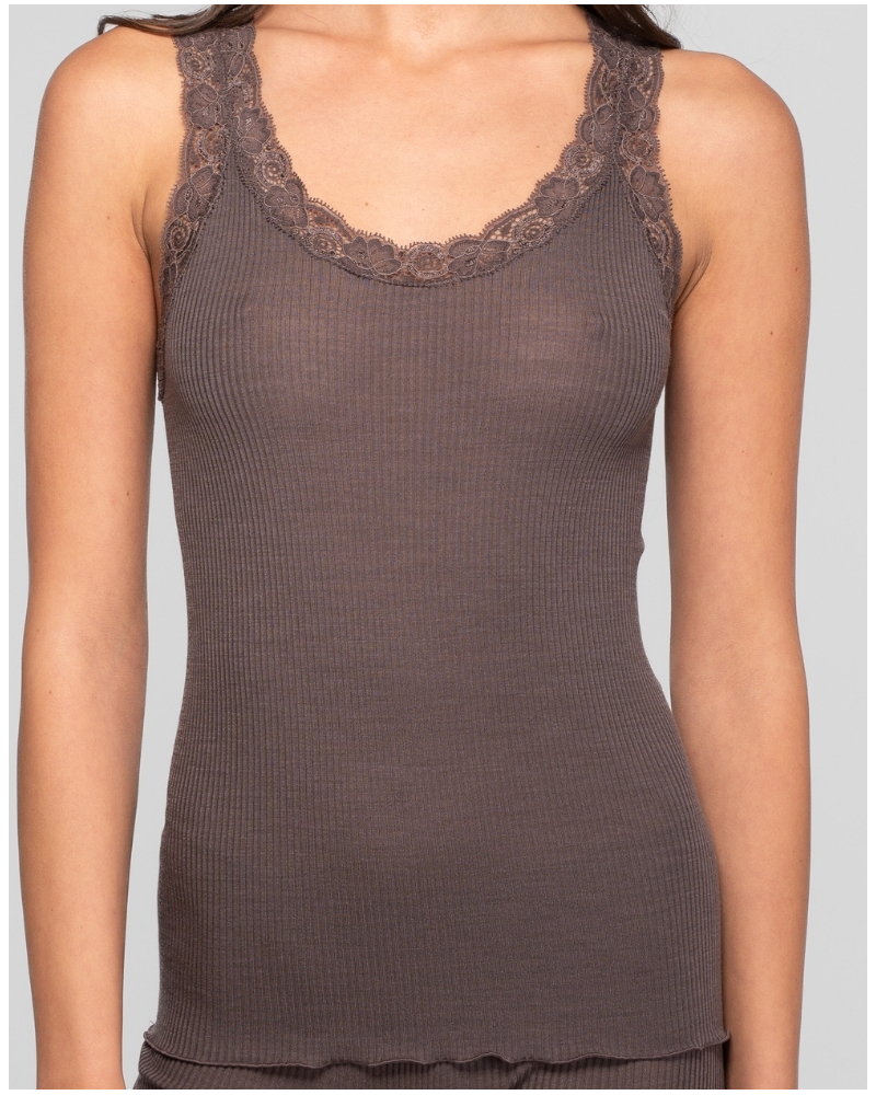 Camiseta de tirantesEncaje de lana y seda Oscalito 3410 (Taupe)