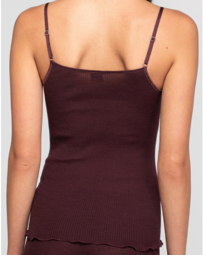Débardeur laine et soie dentelle leavers Oscalito 3408 (Cherry)