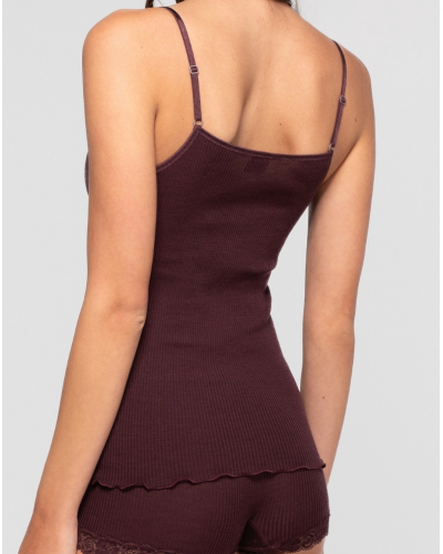 Camiseta de tirantes encaje de lana y seda Oscalito 3408 (Cherry)