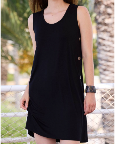 Vestido de Playa Sin Mangas con Botones Massana (Negro)