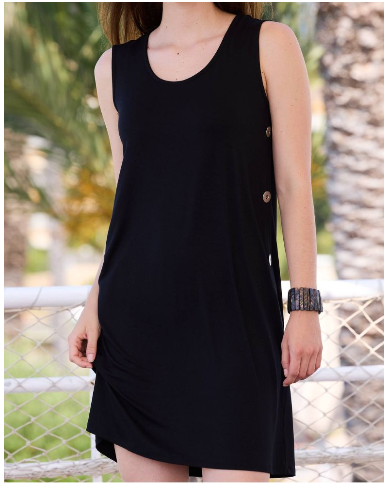 Sleeveless Buttoned Beach Dress Massana (Black)