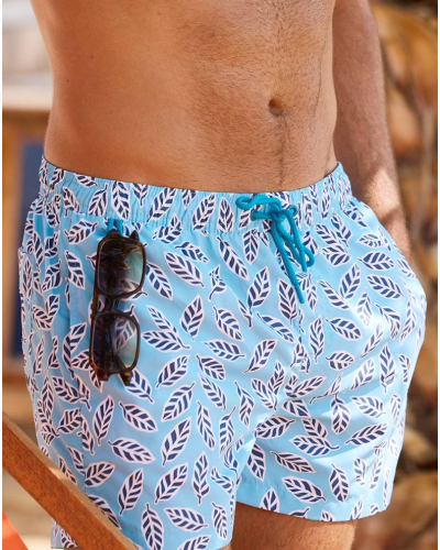 Short de bain Feuille Massana (Celeste)