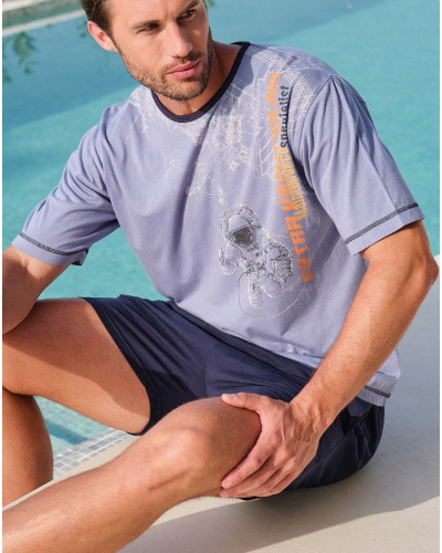 Short Cotton and Modal Pajama Astronaut Massana (Blue)