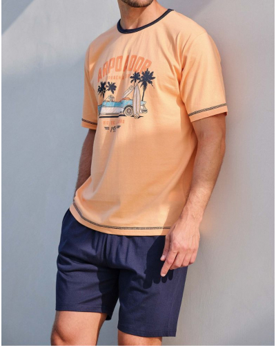 Pyjama court 100% coton Arpoador Massana (Orange)