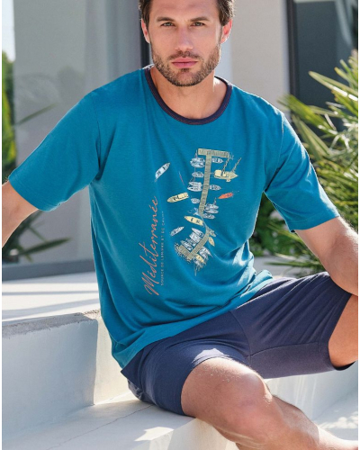 Short Pajama Mediterranean Cotton Massana (Dark Green)