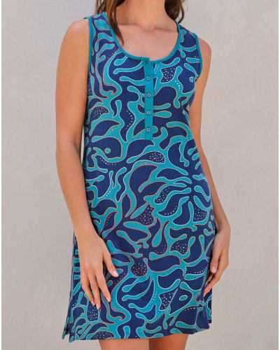 Camisón abotonado 100% algodón Massana (Petrol)