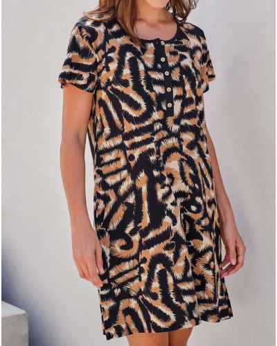 Massana Buttoned Nightshirt 100% Cotton (Camel)