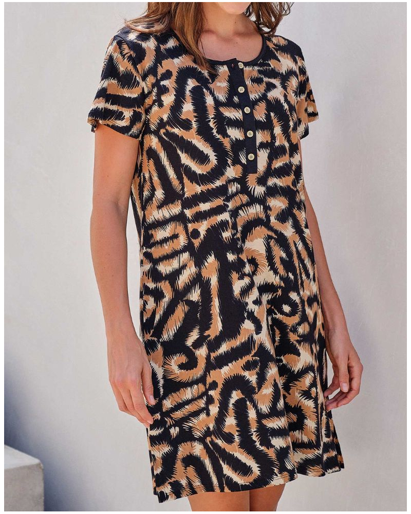 Camisón abotonado 100% algodón Massana (Camel)