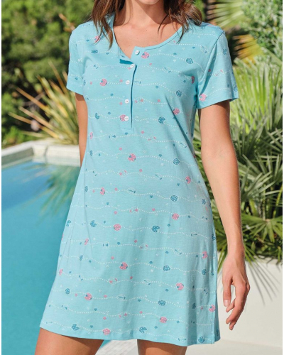 Liquette boutonnée Coton et Modal Massana (Turquoise)