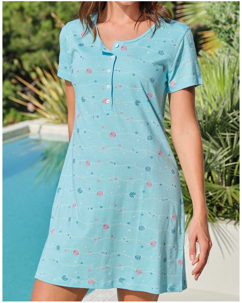 Liquette boutonnée Coton et Modal Massana (Turquoise)